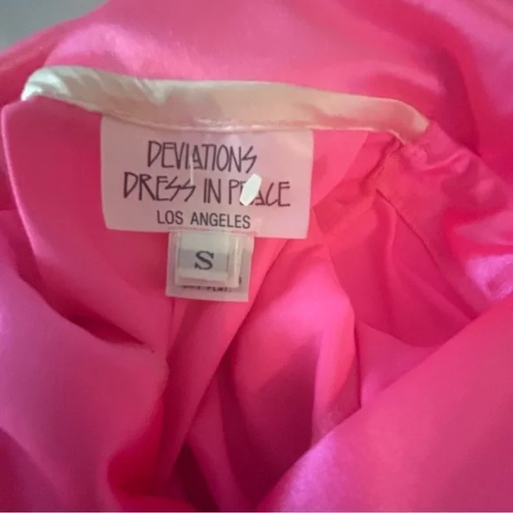 Deviations Vintage Hot Pink Barbie Top Button Down  Small Rare Crystal Bead - Picture 10 of 13